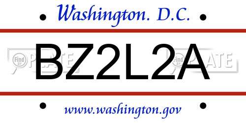 BZ2L2A District Of Columbia License Plate