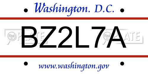 BZ2L7A District Of Columbia License Plate
