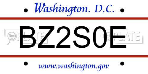 BZ2S0E District Of Columbia License Plate