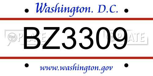 BZ3309 District Of Columbia License Plate