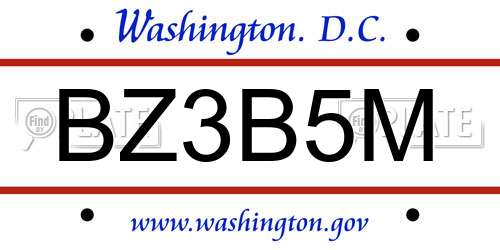 BZ3B5M District Of Columbia License Plate