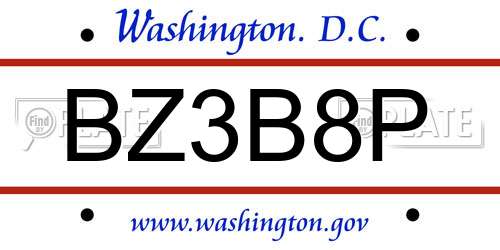 BZ3B8P District Of Columbia License Plate