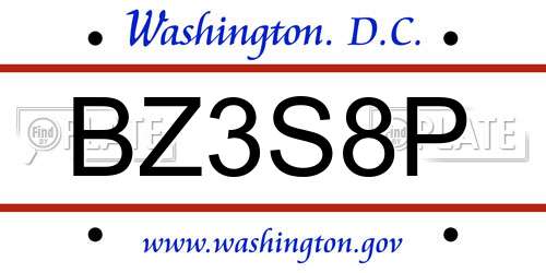 BZ3S8P District Of Columbia License Plate