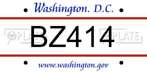 BZ414 District Of Columbia License Plate