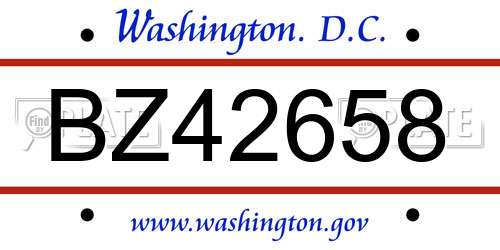 BZ42658 District Of Columbia License Plate