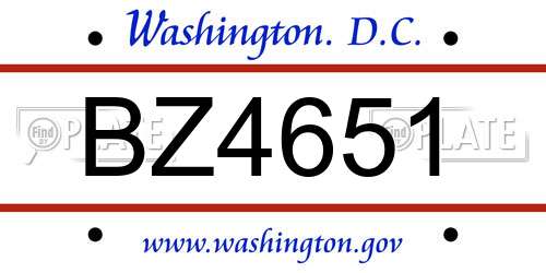 BZ4651 District Of Columbia License Plate
