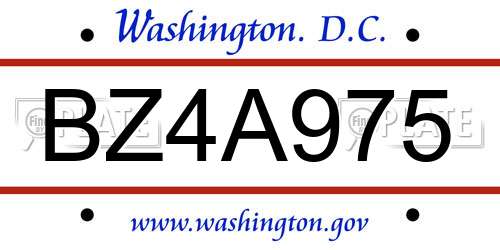 BZ4A975 District Of Columbia License Plate