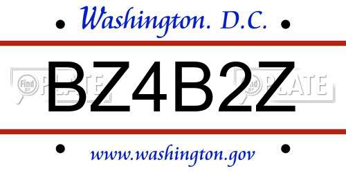 BZ4B2Z District Of Columbia License Plate