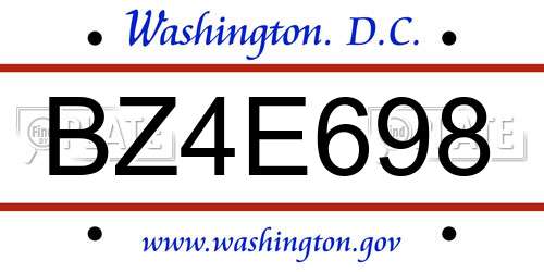 BZ4E698 District Of Columbia License Plate