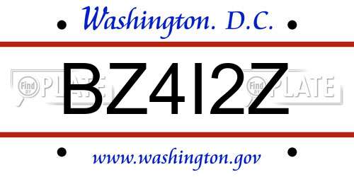 BZ4I2Z District Of Columbia License Plate