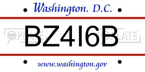 BZ4I6B District Of Columbia License Plate