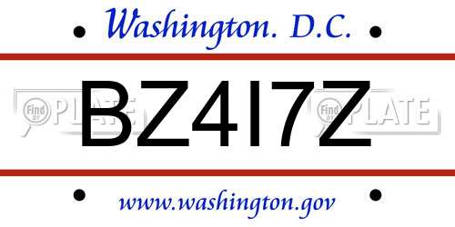 BZ4I7Z District Of Columbia License Plate