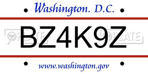 BZ4K9Z District Of Columbia License Plate