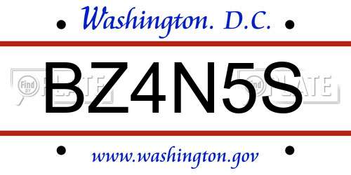 BZ4N5S District Of Columbia License Plate
