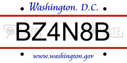 BZ4N8B District Of Columbia License Plate