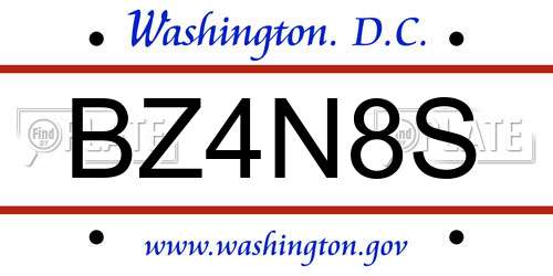 BZ4N8S District Of Columbia License Plate