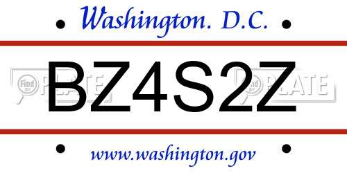 BZ4S2Z District Of Columbia License Plate