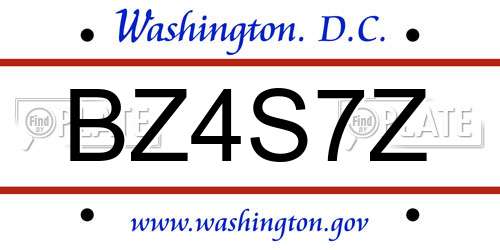 BZ4S7Z District Of Columbia License Plate