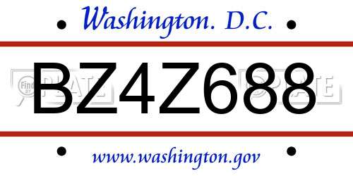 BZ4Z688 District Of Columbia License Plate