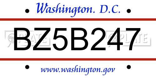BZ5B247 District Of Columbia License Plate