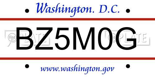 BZ5M0G District Of Columbia License Plate