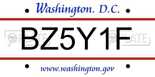 BZ5Y1F District Of Columbia License Plate