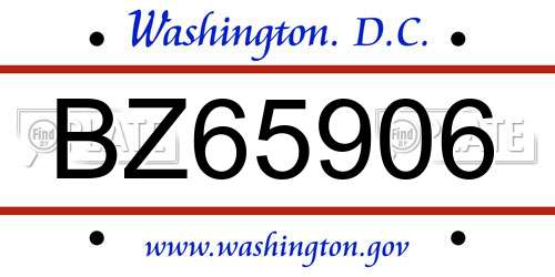 BZ65906 District Of Columbia License Plate
