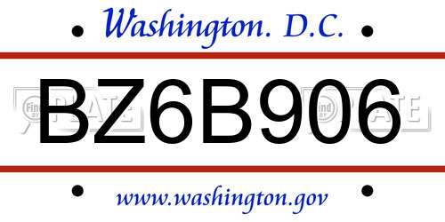 BZ6B906 District Of Columbia License Plate