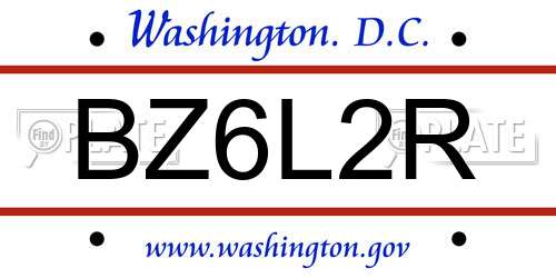 BZ6L2R District Of Columbia License Plate
