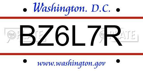 BZ6L7R District Of Columbia License Plate