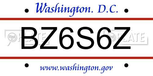 BZ6S6Z District Of Columbia License Plate