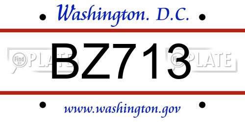 BZ713 District Of Columbia License Plate