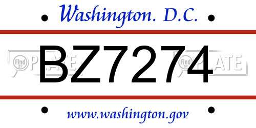 BZ7274 District Of Columbia License Plate