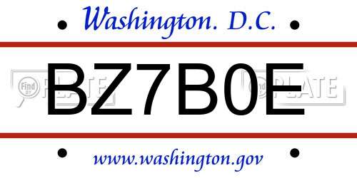 BZ7B0E District Of Columbia License Plate