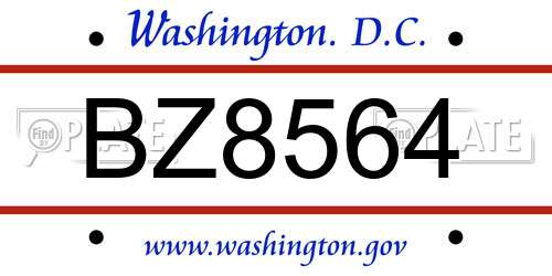 BZ8564 District Of Columbia License Plate