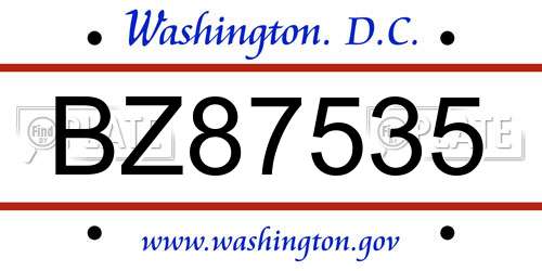 BZ87535 District Of Columbia License Plate
