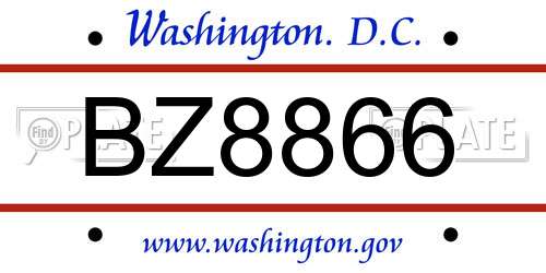 BZ8866 District Of Columbia License Plate