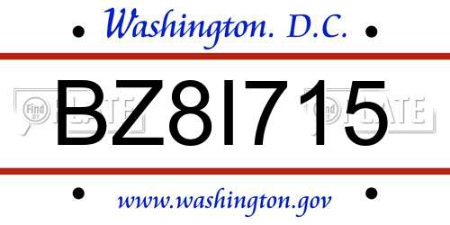 BZ8I715 District Of Columbia License Plate