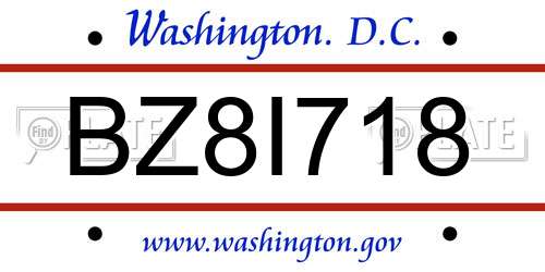 BZ8I718 District Of Columbia License Plate