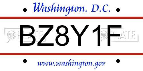 BZ8Y1F District Of Columbia License Plate