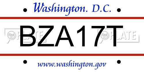 BZA17T District Of Columbia License Plate