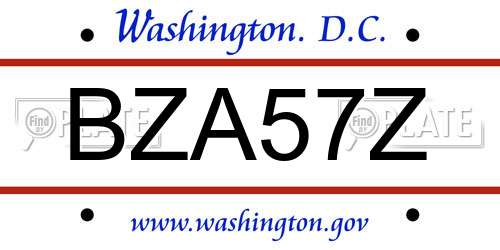 BZA57Z District Of Columbia License Plate