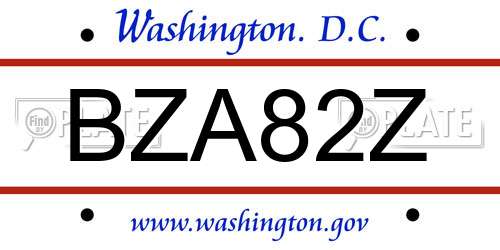 BZA82Z District Of Columbia License Plate