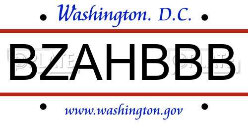BZAHBBB District Of Columbia License Plate