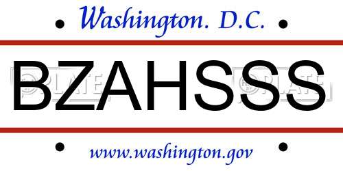 BZAHSSS District Of Columbia License Plate