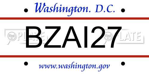BZAI27 District Of Columbia License Plate