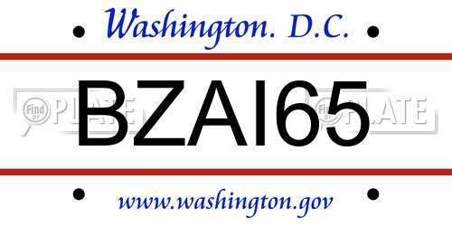 BZAI65 District Of Columbia License Plate