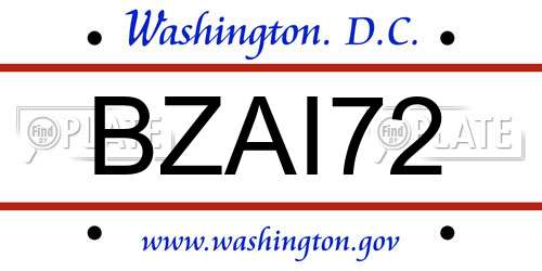 BZAI72 District Of Columbia License Plate