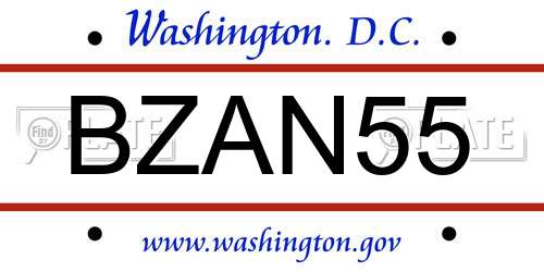 BZAN55 District Of Columbia License Plate