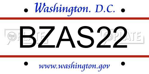 BZAS22 District Of Columbia License Plate